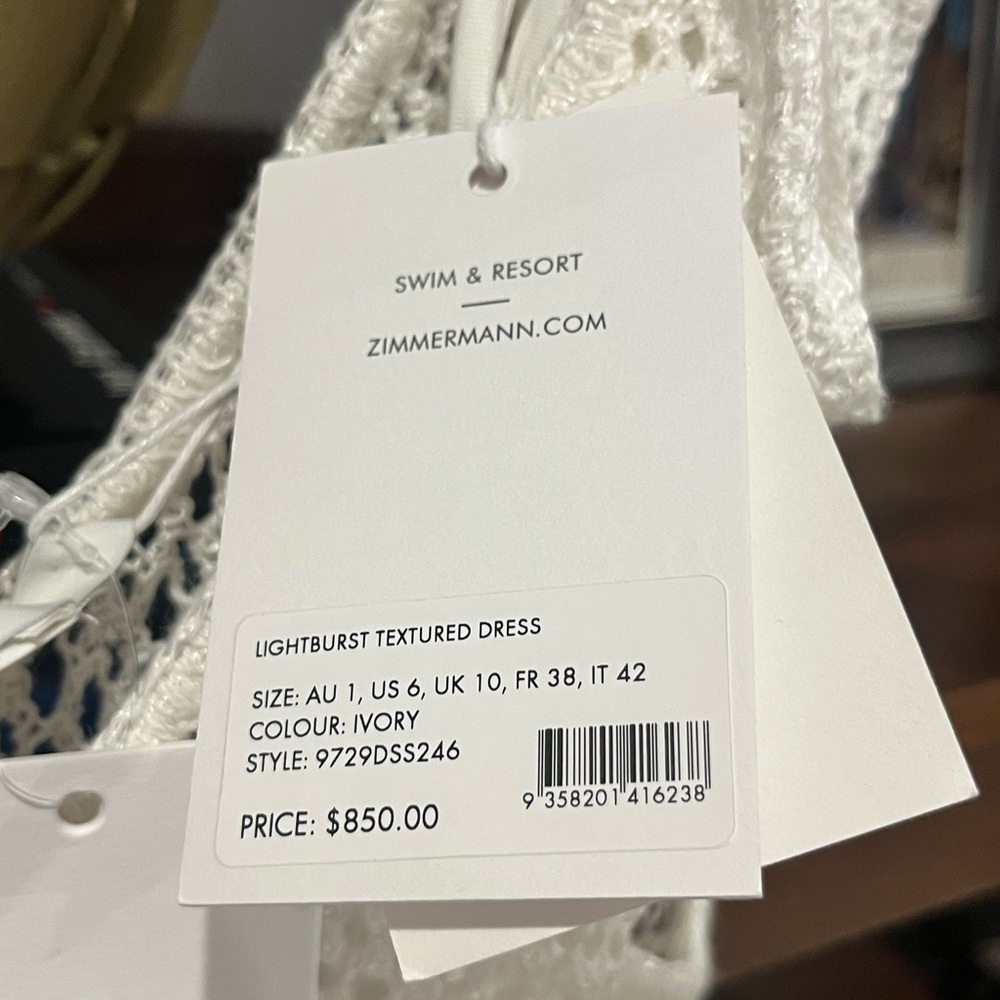 NWT ZIMMERMANN Crochet-knit linen-blend midi dress - Picture 6 of 6